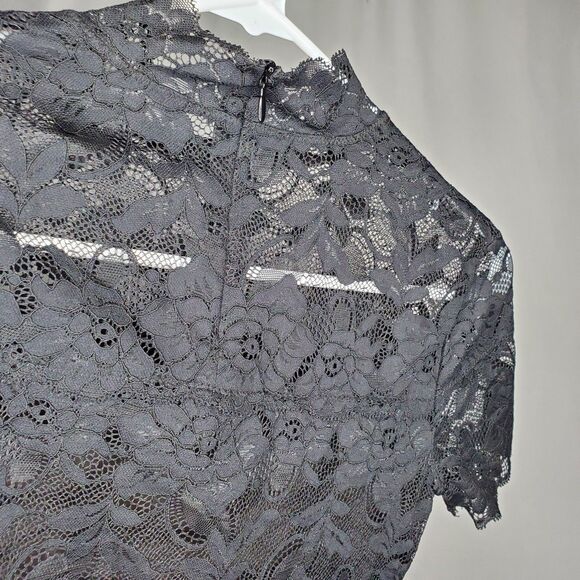 Guess Sheer Lace Top Women XS Black Mock Zip Vtg Y2K Romantic Going-Out Coquette - Picture 4 of 7